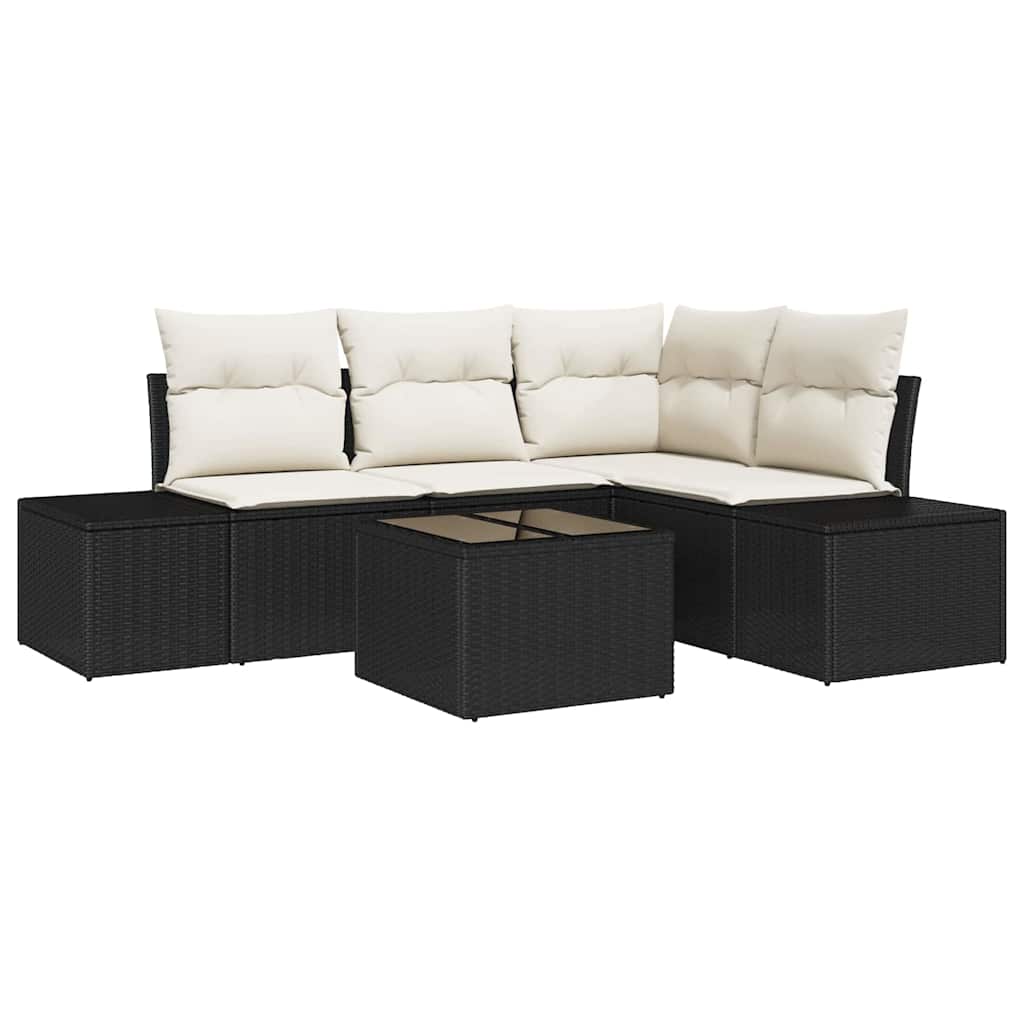 Garten-Sofa-Set mit Kissen mit Speicher 5 pcs Braun und Creme
